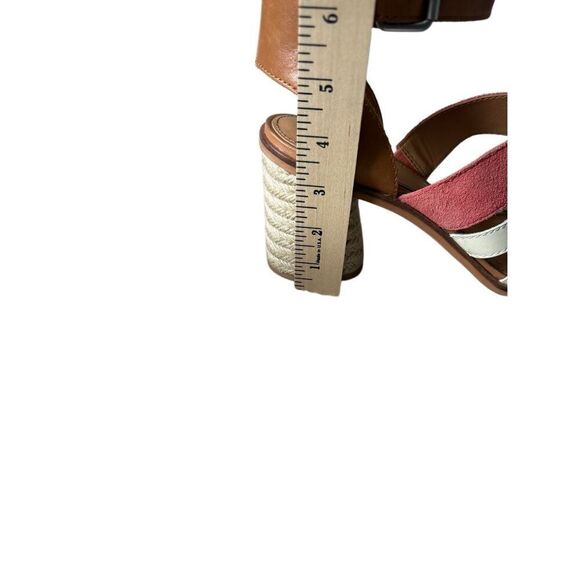 FRYE Adjustable Ankle Strap Heeled Sandals Leiah Brown Peach 9 Open Toe Leather - Picture 9 of 13